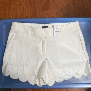 J Crew scalloped linen shorts